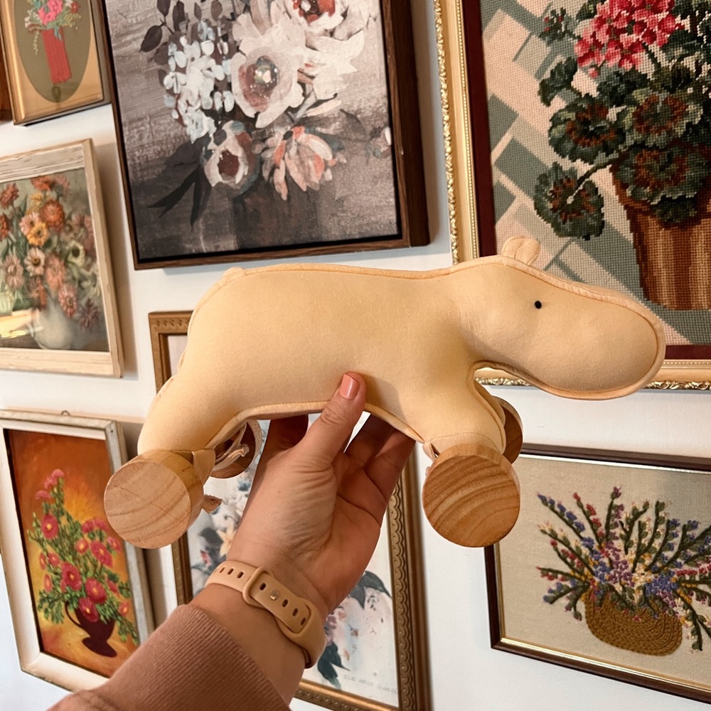 Crate and Barrel | Land of Nod kids rolling stuffed plush pig